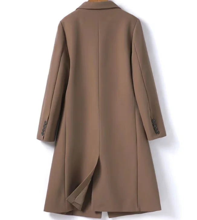 Cappotto di lana urbano da donna Autunno Inverno Manica lunga Colletto dentellato solido Giacca doppiopetto Giacca da donna Midi Office Lady