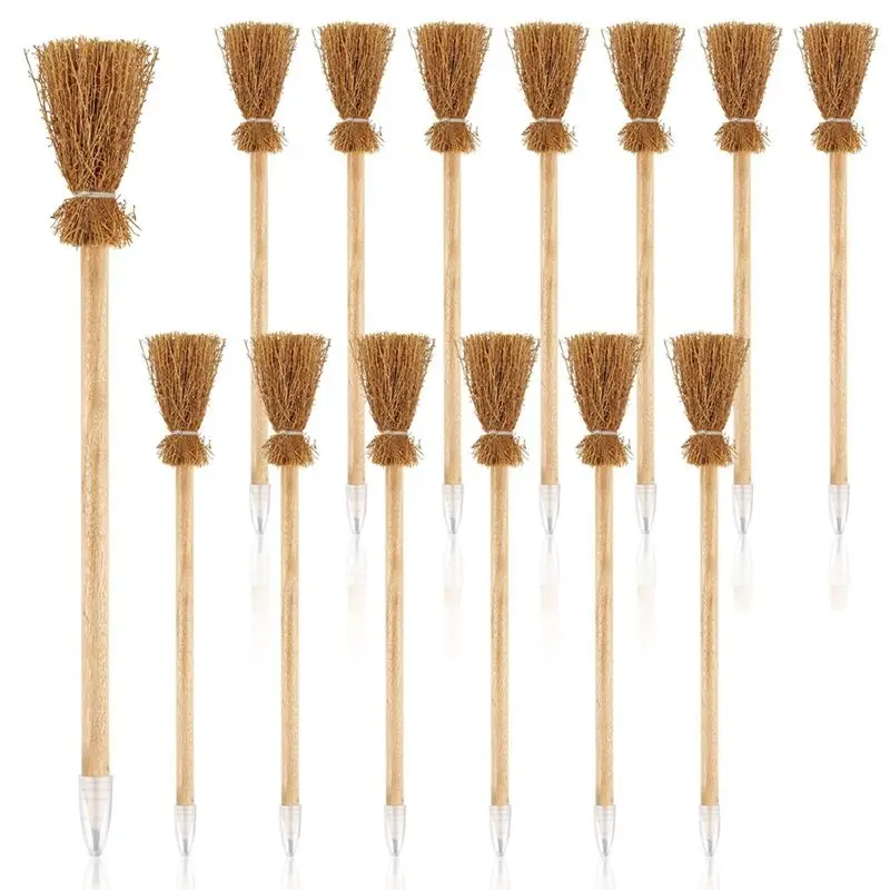 【Best Seller】14PCS Witch Broom Stick Pencils Halloween Wizard Wand Pencils for Theme Party Gift Goodie Bag Fillers