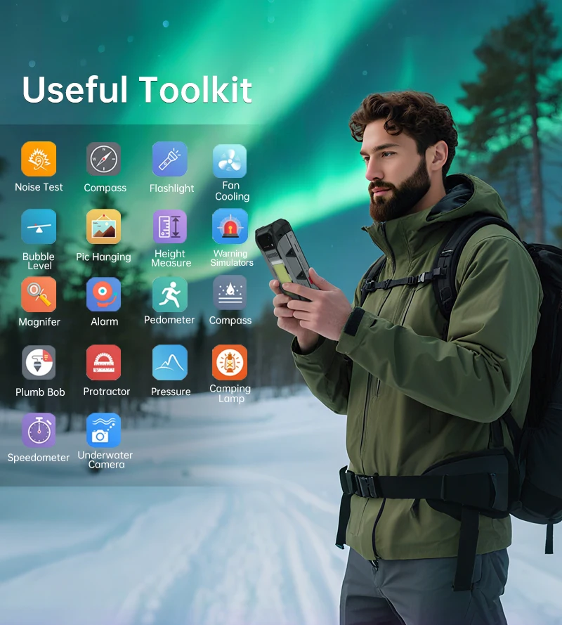Unihertz Hike 8849 Rugged Smartphone Android 14 with 1200 Lumen 200 Meter Flashlight 23800mAh 12GB+512GB G200 CPU Dual Speaker