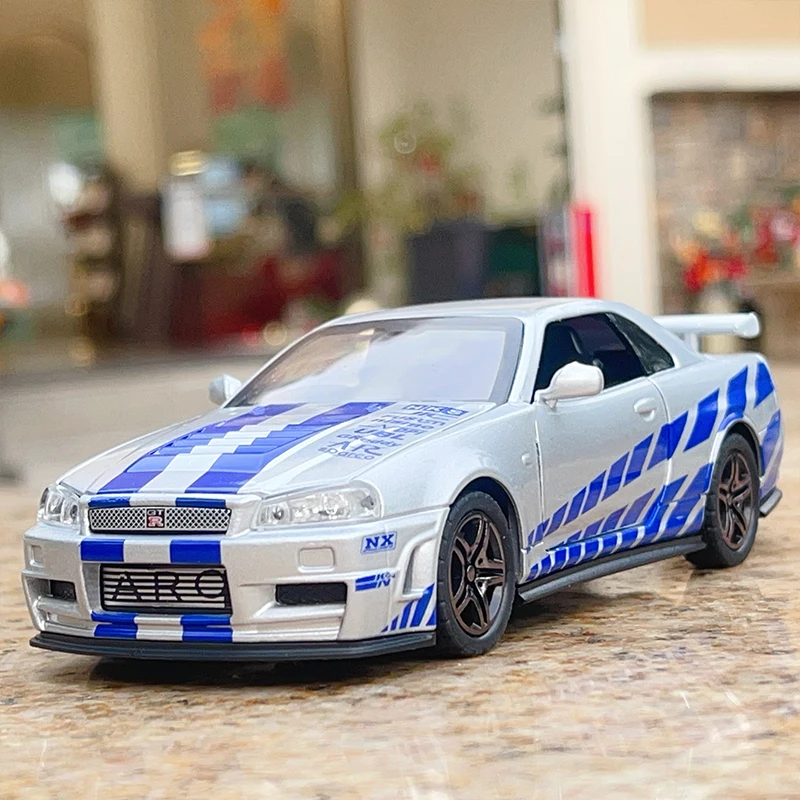 

The Fast and the Furious 1:32 Nissan Skyline GTR-R34 Alloy Car Model Modified Toy for Children