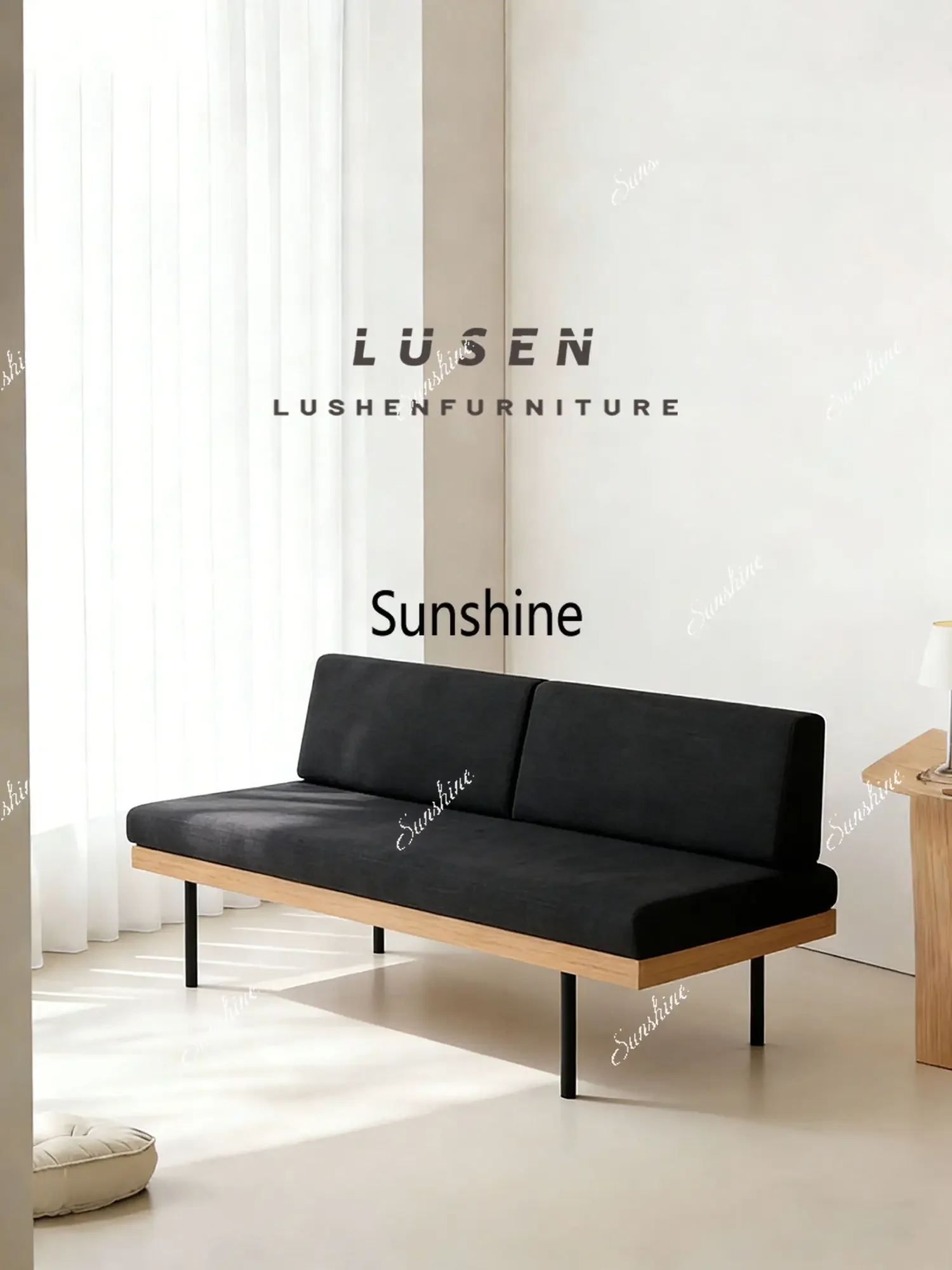 YModern simple wooden bench living room bedroom bedside small apartment sofa