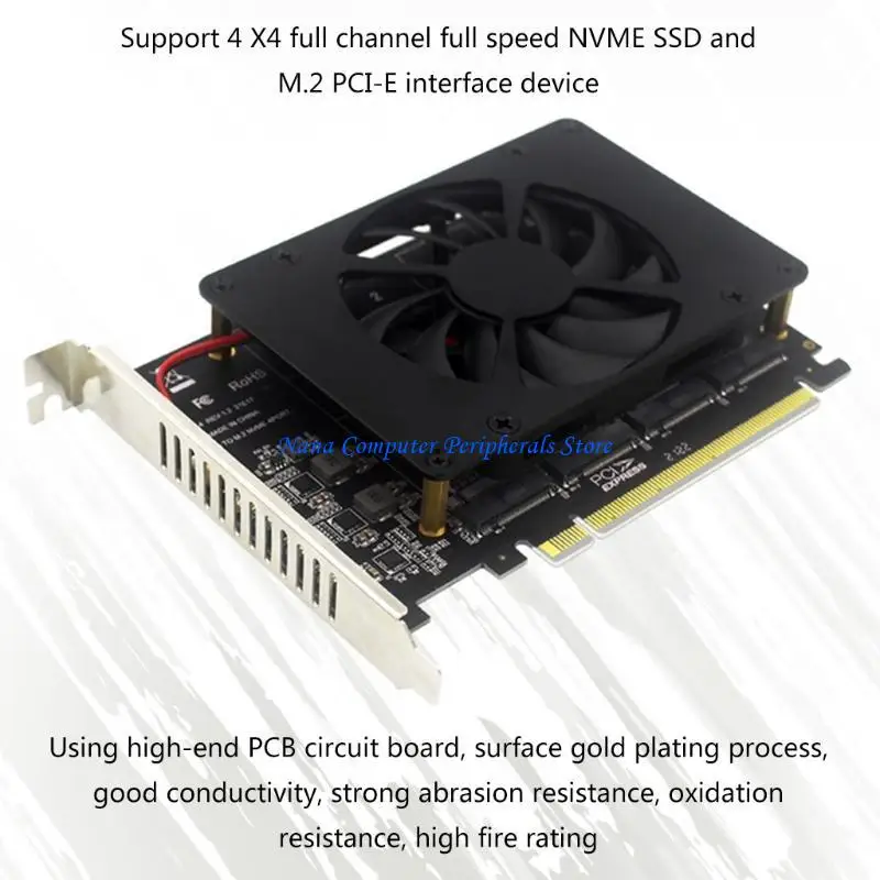 F68C PCIe Bifurcation 4 NVMe for M.2 SSD to PCI-EX16 for RAID Array Adapter with Cool