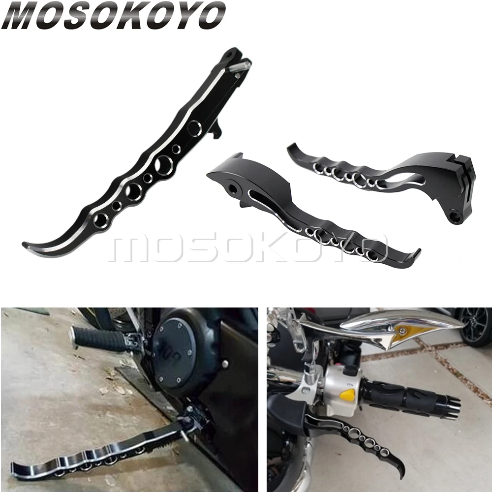 

Moto Kickstand Kick Side Stand Foot Support Black Brake Clutch Lever Hand Levers For Suzuki Boulevard M109R M 109R VZR1800 06-16