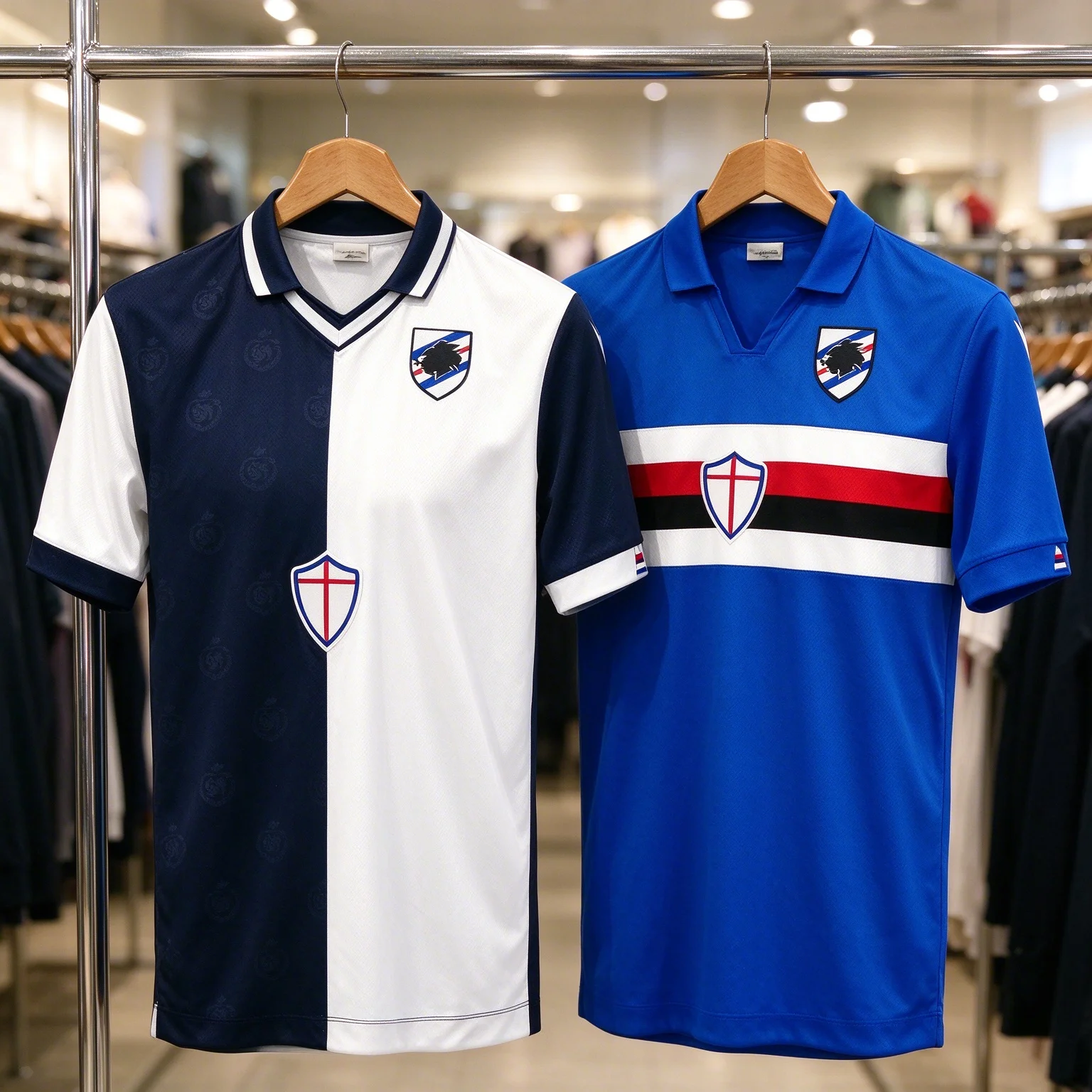 2026 Sampdoria Retro Football Jersey Unisex Short Sleeve 2 Colors Optional Quick Dry Breathable Fan Sports Top