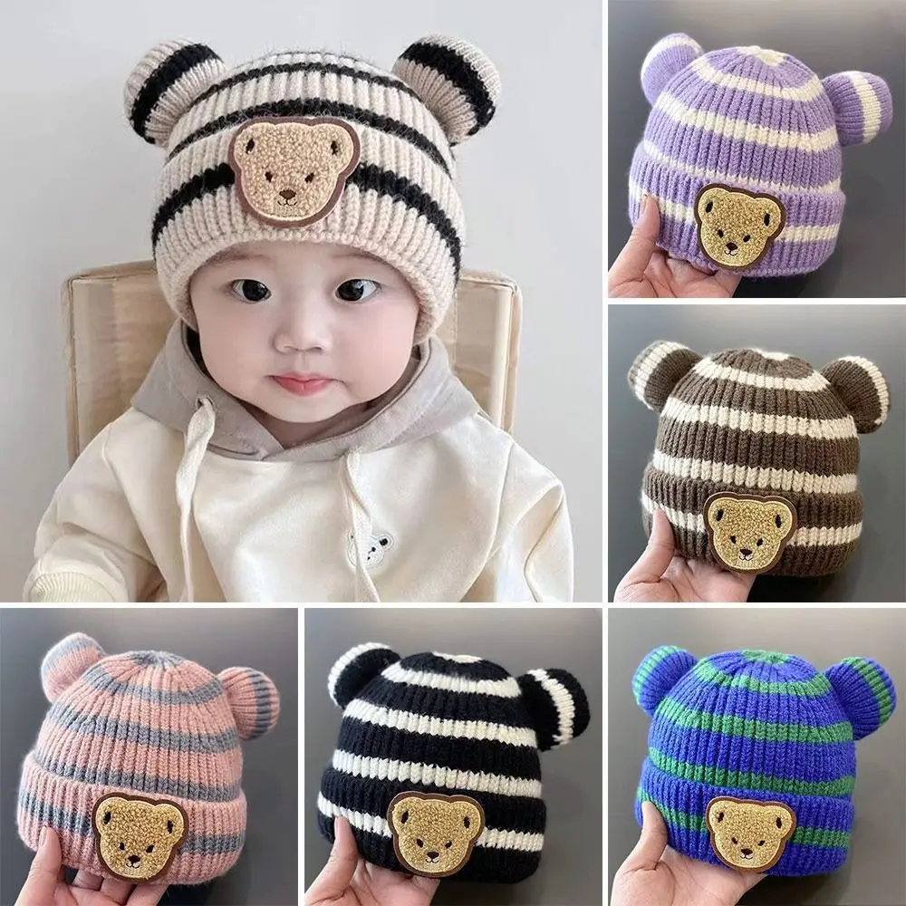 

Модные детские зимние шапки с маленькими медвежьими ушками для детей 0-2 лет, теплая мягкая вязаная шапка, повседневная милая реквизит для фотографии для мальчиков и девочек