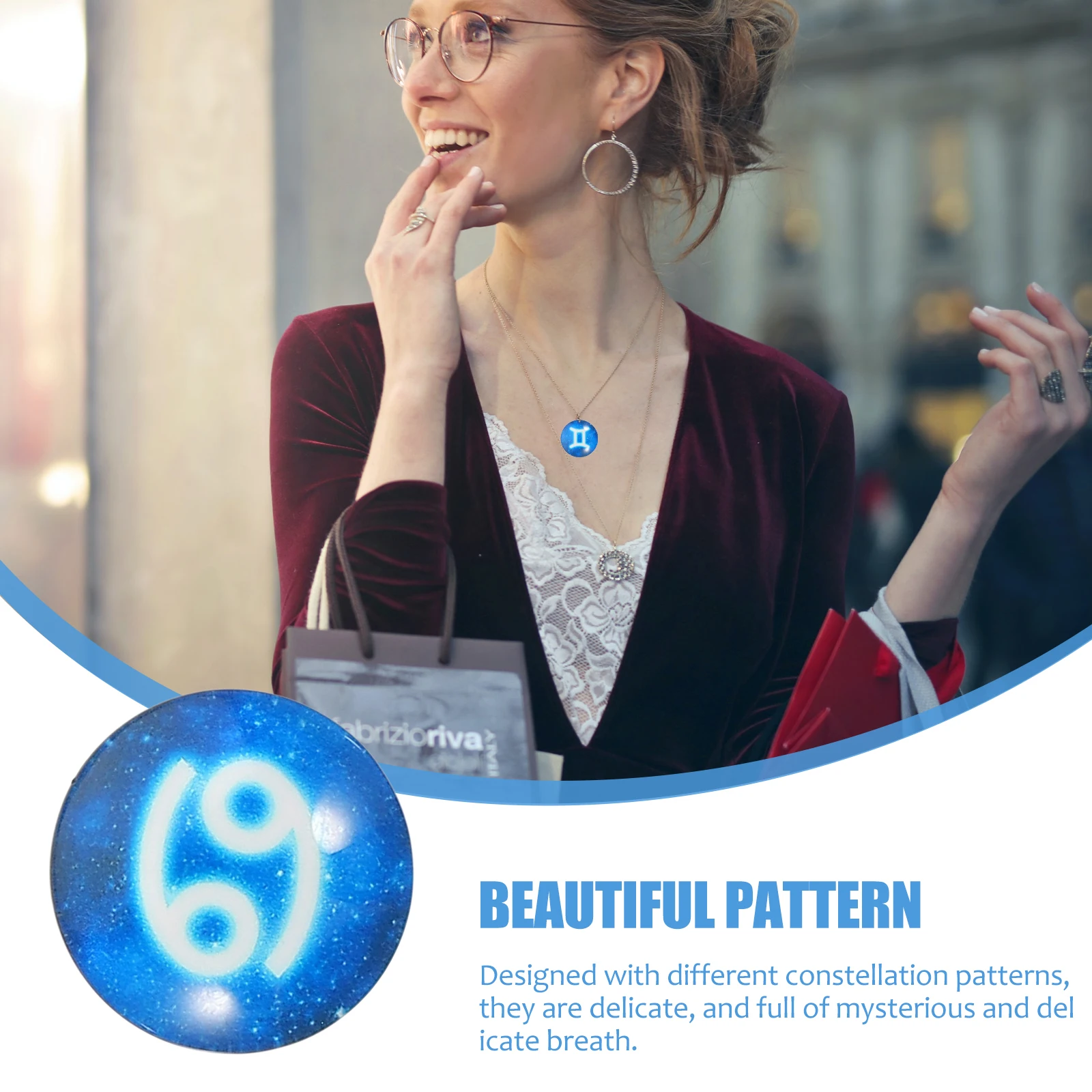 

20 Pcs Decoration Horoscope Pattern Jewelry Making Accessory Cabochons Blue Zodiac Sign