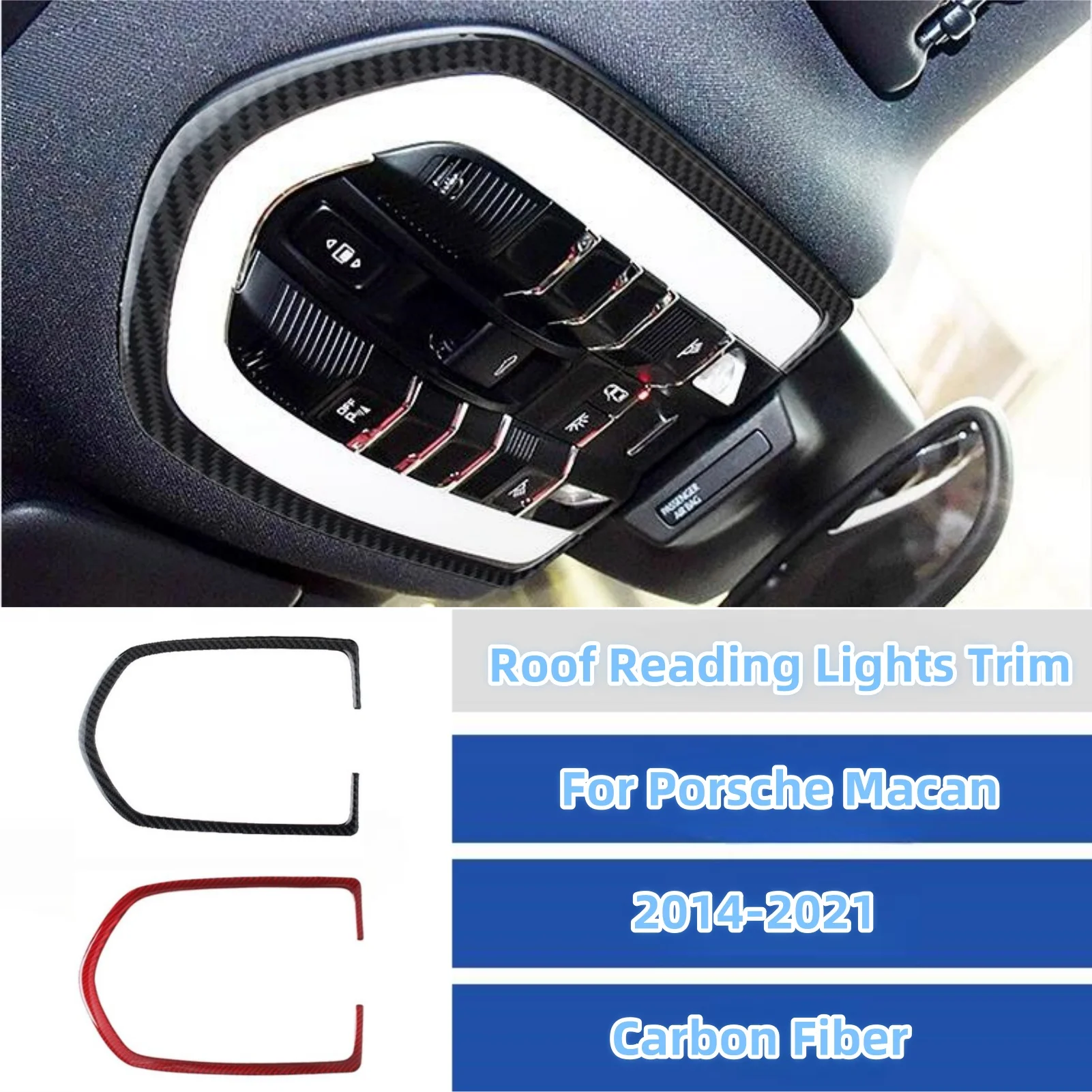 

For Porsche Macan 2014-2021 Carbon Fiber Interior Car Top Light Switch Frame Cover Trim Sticker Roof Reading Lights Stickers