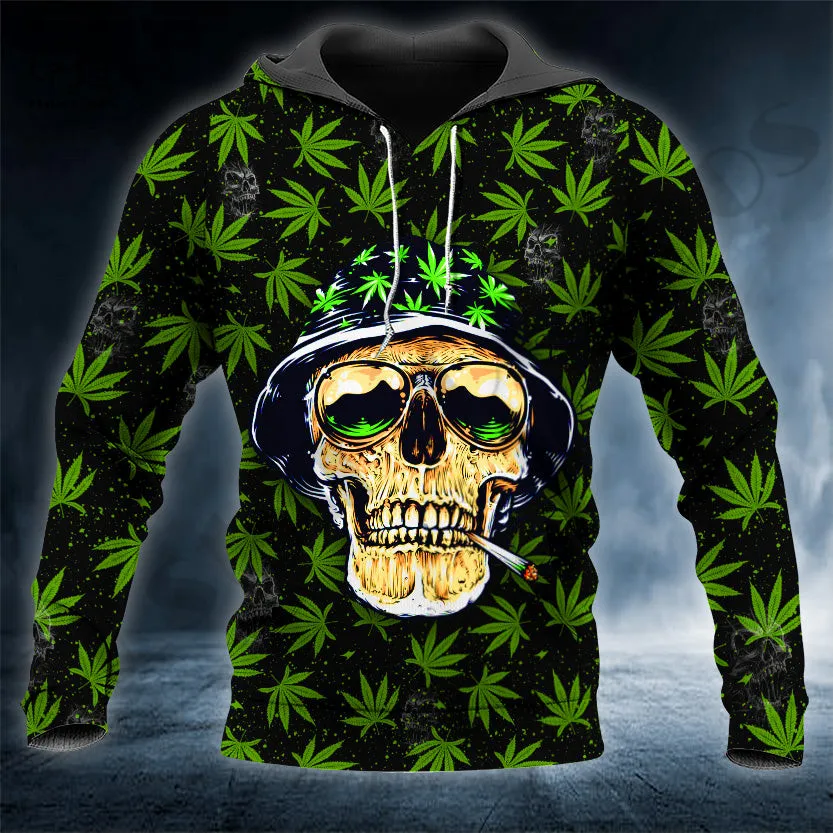 

2022 Newest 3D Full Printing Weed Hippie Skull Art Gift Harajuku Streetwear Casual Unique Unisex Hoodies/Sweatshirt/Zip Q-2