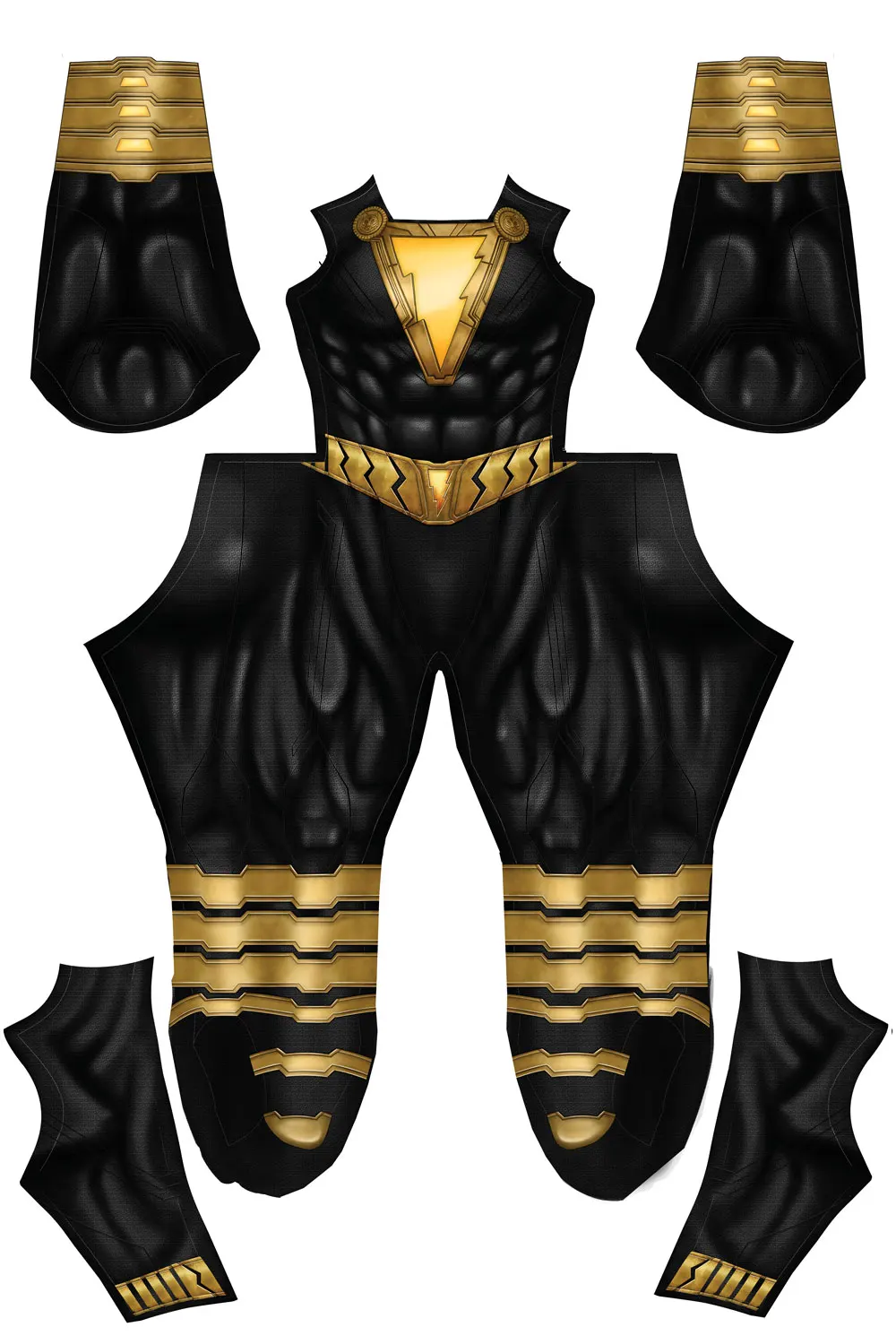 Black Adam Cosplay Costume Halloween Adult  Party Dwayne Johnson Version Jumpsuits Superhero Zentai Bodysuit No Cloak