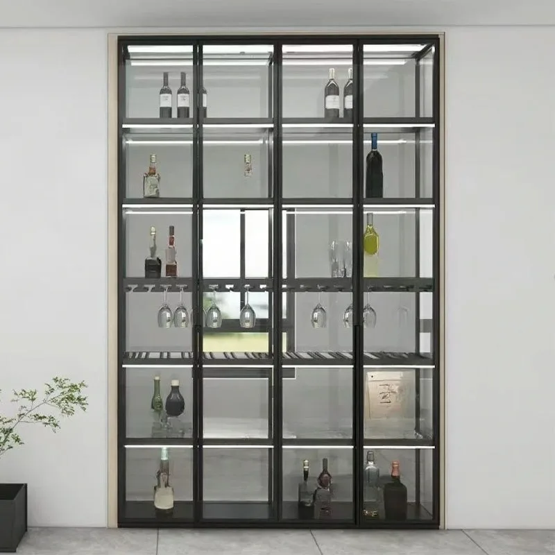 living room wall-against aluminum alloy high-end glass cabinet, partition LEGO figure cabinet, tea display cabinet