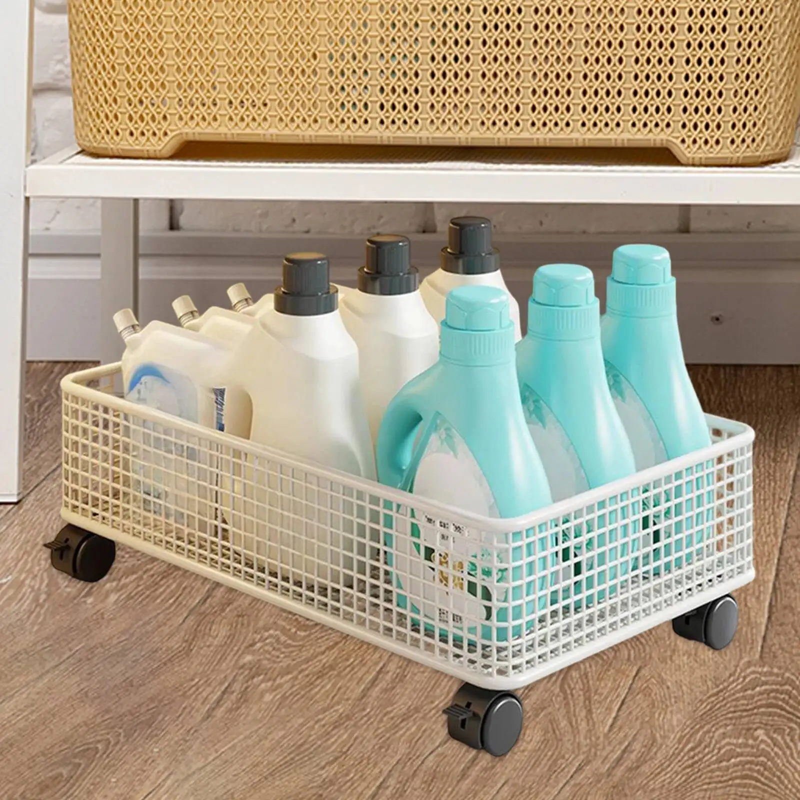 

Single Layer Under Sink Organizer Rolling Utility Shelf Multifunctional Cleaning Products Storage For Small Space Laundry Home