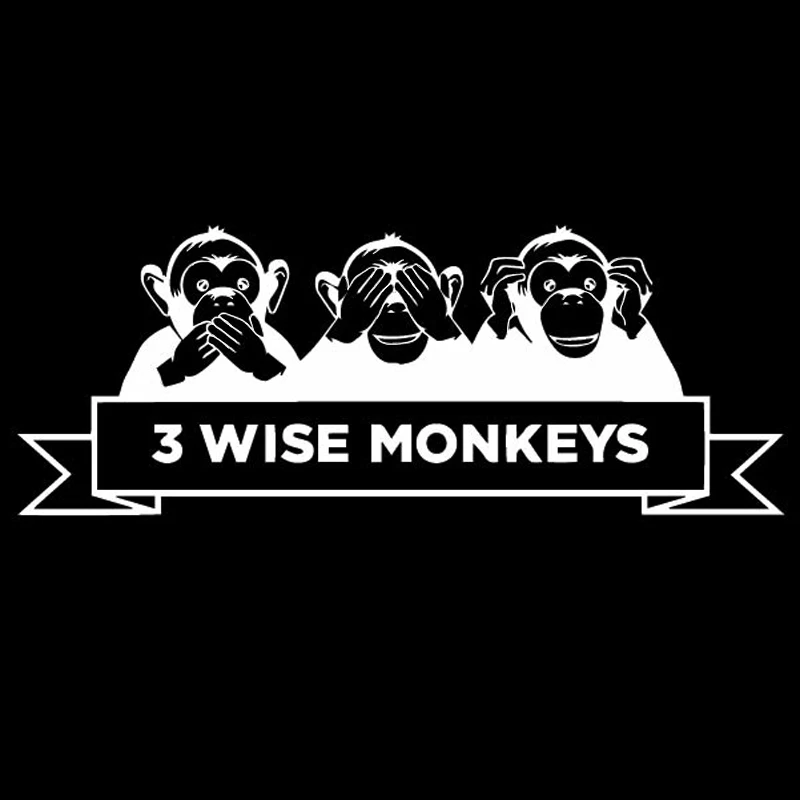 Waterproof and Sunscreen Creative Funny 3 Wise Monkeys Automobiles Motorcycles Exterior Accessories PVC Decals,20cm*7cm