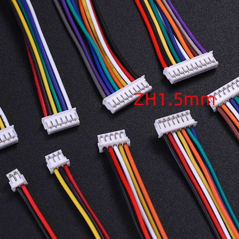 5PCS ZH 1.5mm Electronic Wire Connectors 2/3/4/5/6/7/8/9/10P Terminal Lines 10CM Length Same Direction