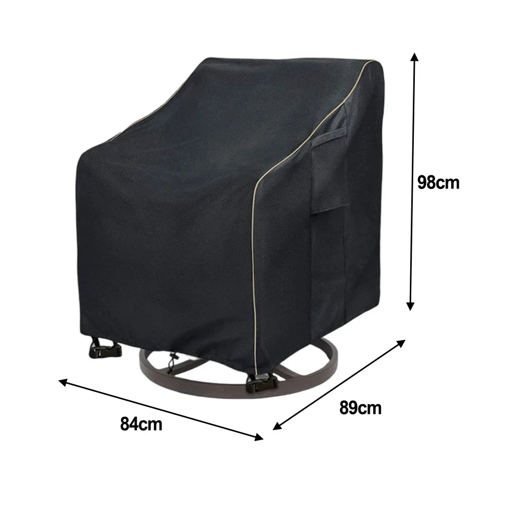 HeavyDuty Waterproof Lounge Chair Cover with Secure Drawstring Hems and Snap Straps Designed for Swivel Patio Chair Protection