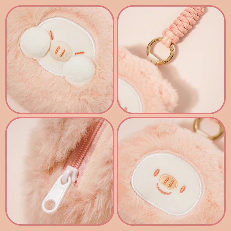 Lots Of Cute Faces Flip Through The Plush Earphone Coin Purse Key Lipstick Storage Cute Double-sided Bag Hanging Gift Plush Toys