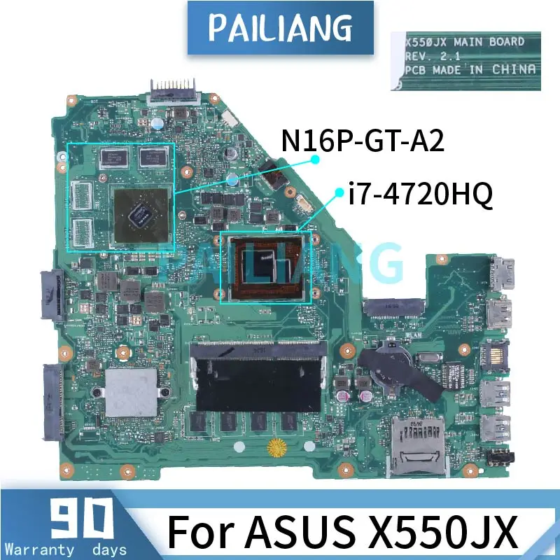 X550JX For ASUS X550JF X550JD X550JK A550J X550J W50J K550J MAIN BOARD i7-4750HQ N16S-GM-B-A2 2G RAM 4G Notebook Mainboard