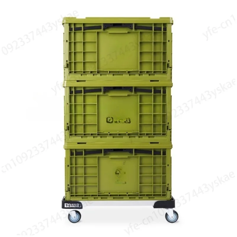 Olive Green Folding Storage Box Industrial Style Stackable Thickened Plastic Outdoor Camping Finishing