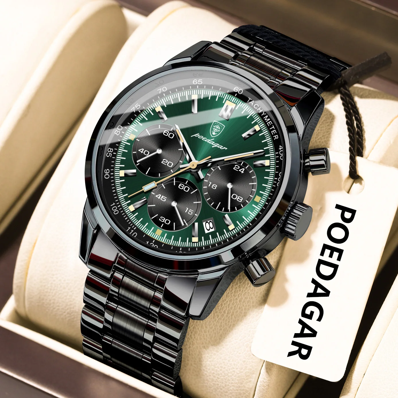 

POEDAGAR Роскошные модные мужские наручные часы, водостойкий светящийся хронограф, мужские часы с датой, спортивные кварцевые мужские часы из нержавеющей стали