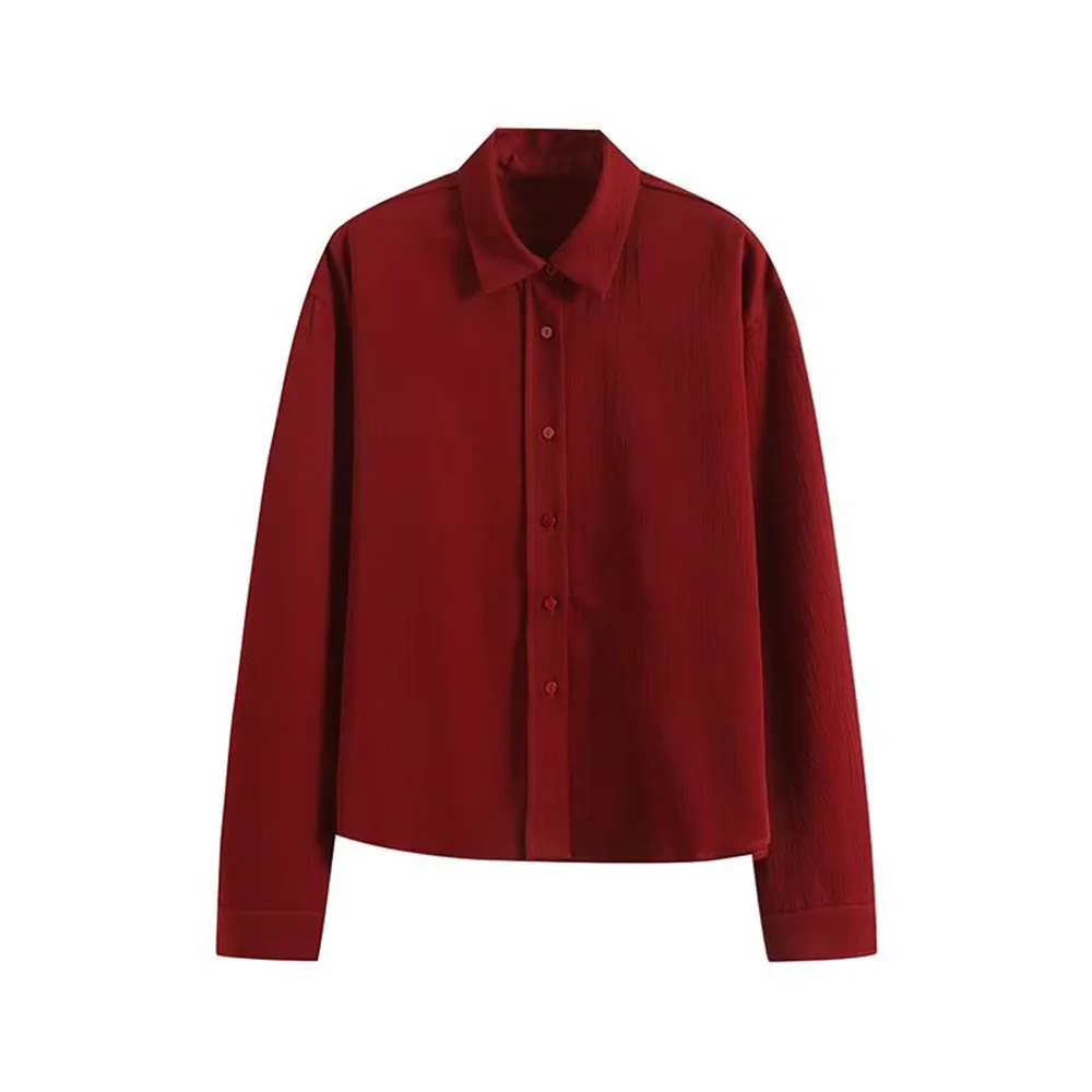 

Autumn New Product Women's Simple Fashion Casual Collar Long Sleeve Single breasted Decorative Shirt Coat