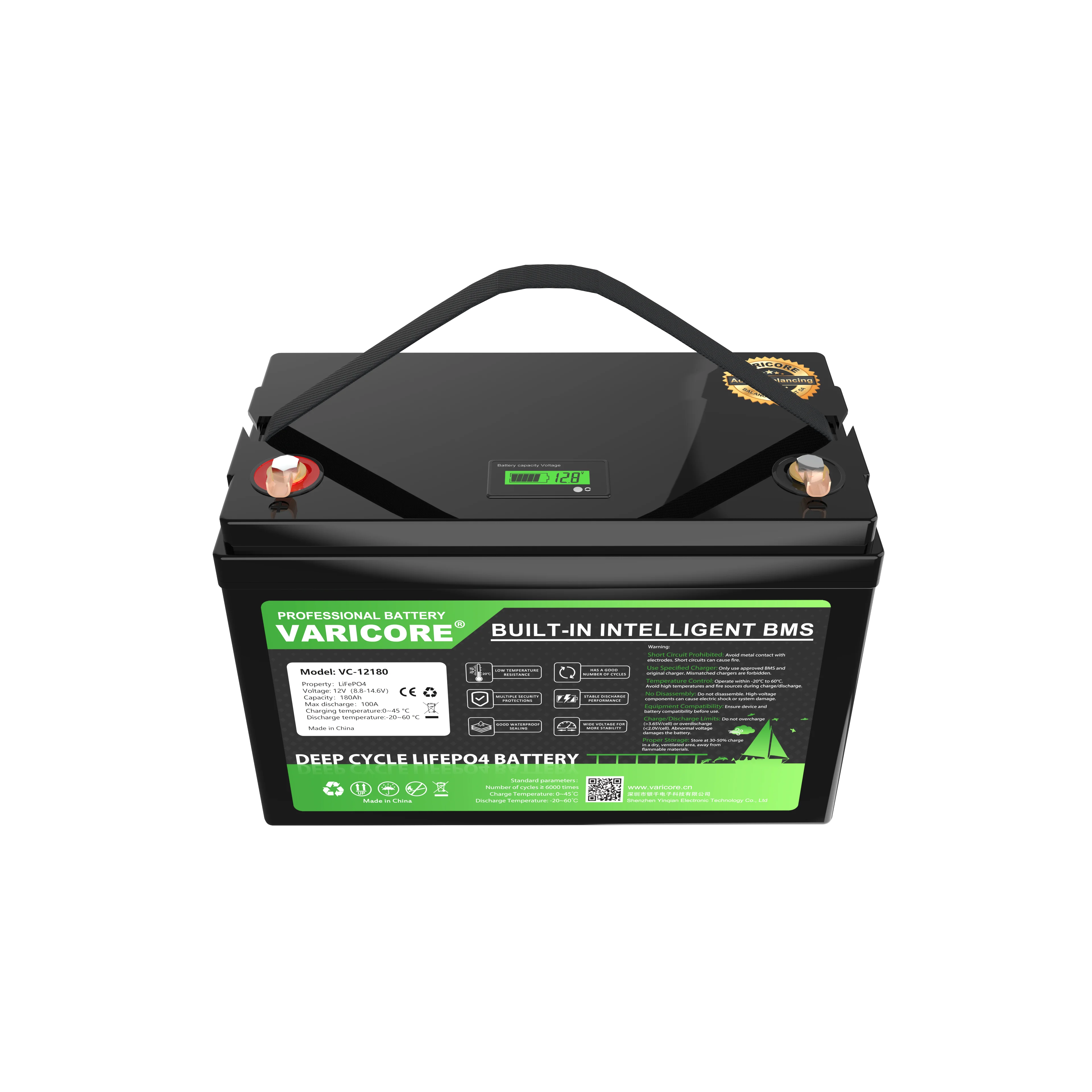 

VariCore 12V/24V 340Ah 200Ah 100Ah LiFePO4 Battery Lithium iron Phosphate Built-in 4s 8s Balance Board for Golf Cart Solar Wind