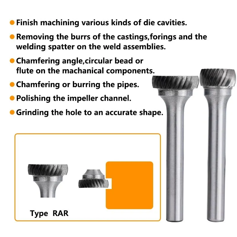 Metal Rotary Files 6mm Shank Tungsten Carbide Burr Bit Diameter 2.6-6.3mm Abrasive Metal Carving Tools 1pc 