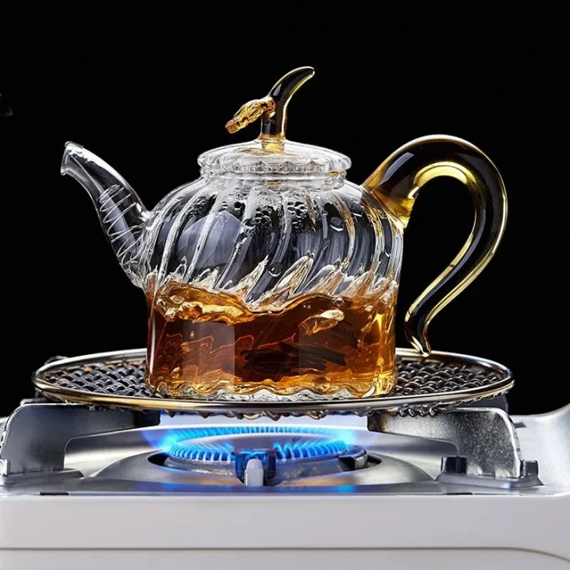 Personalized Transparent Glass Teapot for Home Use Home Oblique Striped Electric Ceramic Stove for Brewing Tea Pot