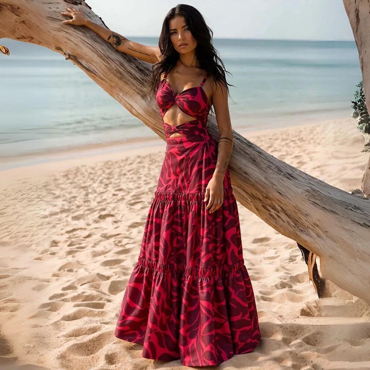 

One Piece Swimsuit For Women European And American Swimwear Hollow Beach Vacation Printed One-piece Swimsuit Suit Women