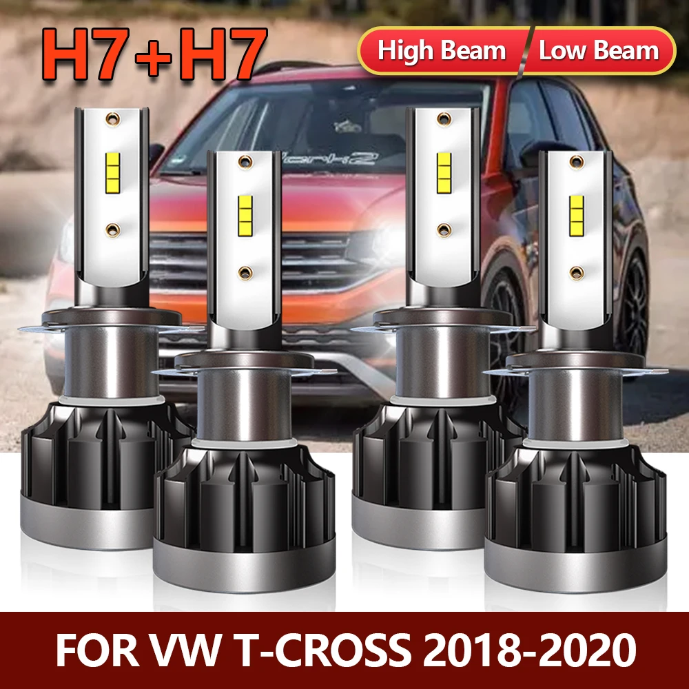 

4x LED Headlights H7 CSP Front Car Lamps High Low Combo Bulbs Kit Auto Conversion White For VW T-Cross 2018 2019 2020