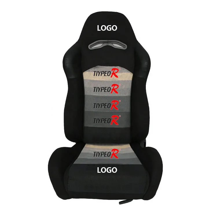 

tiypeor Customizable LOGO FRP material double track Universal All Black Stitch Racing Seat Bracket Solid Race Car Seats