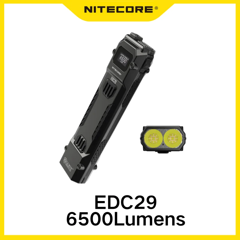 NITECORE EDC29 USB-C Rechargeable EDC Flashlight 6500Lumens With OLED Display Built-in 2,500mAh battery