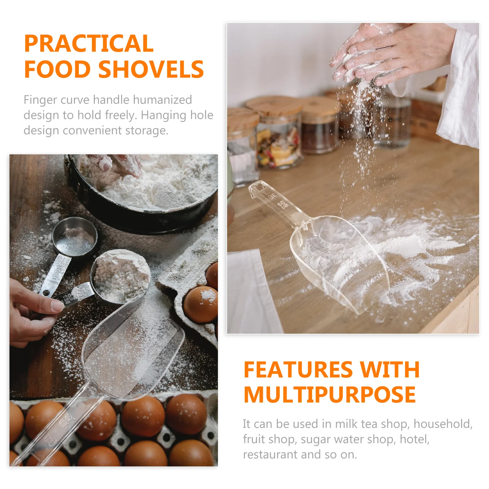 

3pcs Acrylic Ice Shovel Premium Thickened Food Scoop For Tea Rice Flour Dried Fruit Pet Food Multipurpose Kitchen Tool