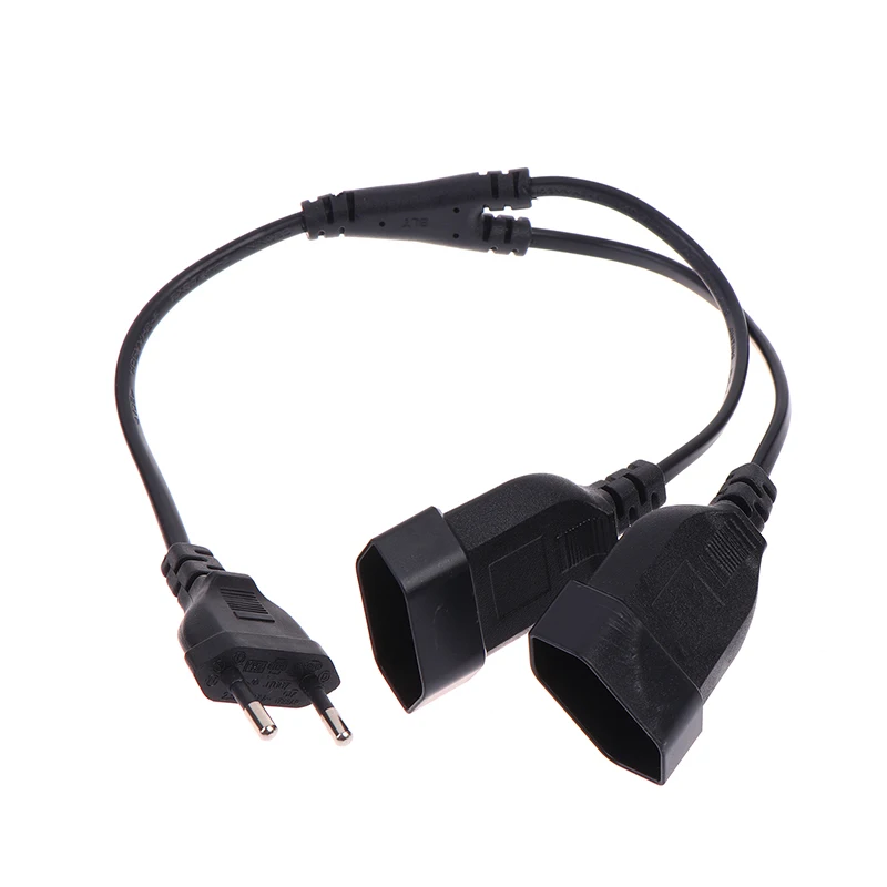 【F】4.0MM CEE7/16 EU 2 Prong Male To Female Dual Output 2 Ways Outlet Extension Cord European M/F Power Splitter Cable