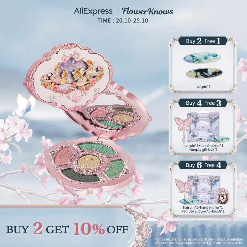 Flower Knows Midsummer Fairytales Collection Embossed Five-Color Eyeshadow Palette