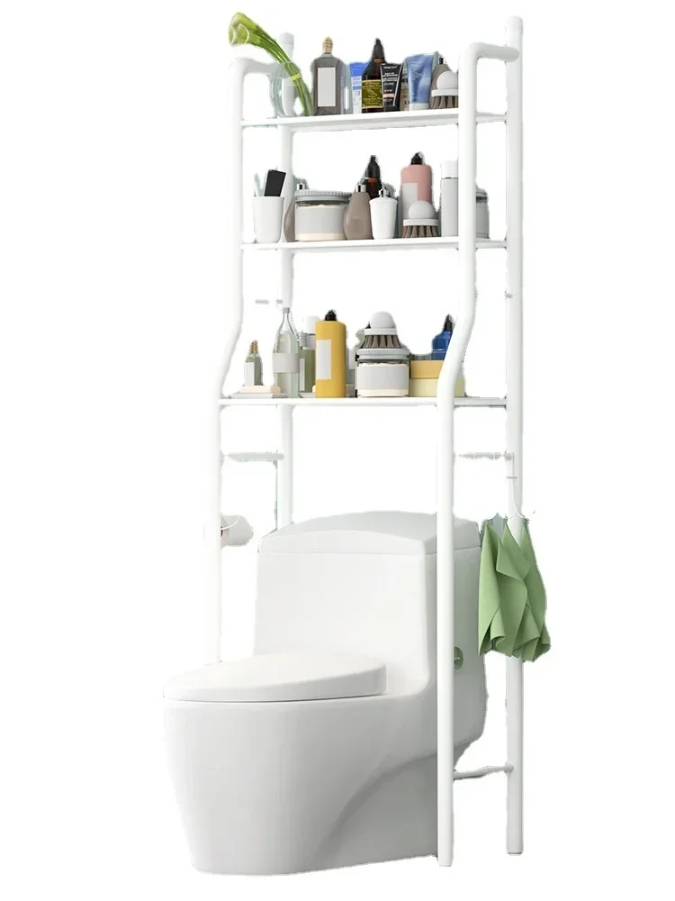 

Stainless Steel Portable Bathroom Shelf Organizer Washing Machine Toilet Storage Rack Floor-standing Balcony Shelving