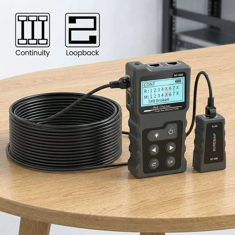 NF488 Multifunctional POE Detector Voltage Current Power Test Cable Checker for IP Camera Power Supply Measurement