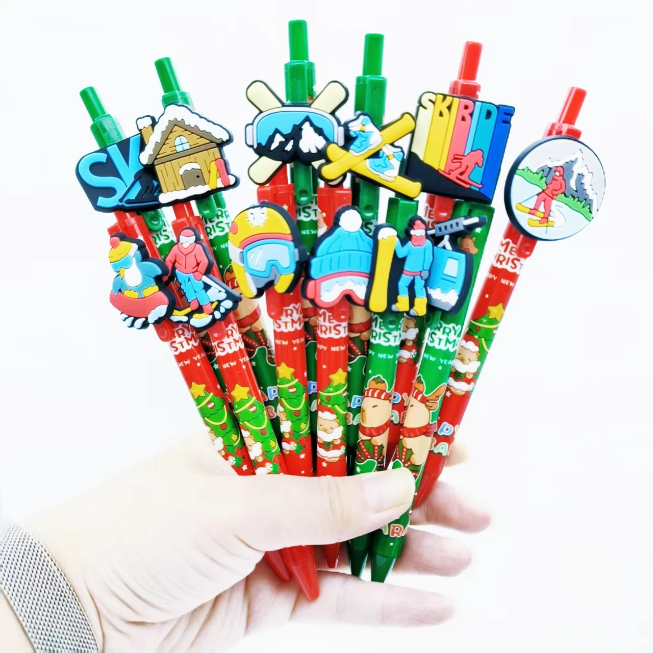 

14/28 шт., шариковые ручки с рождественским льдом и снегом, спортивные выдвижные шариковые ручки для ежедневного офиса, праздничные подарки, канцелярские принадлежности