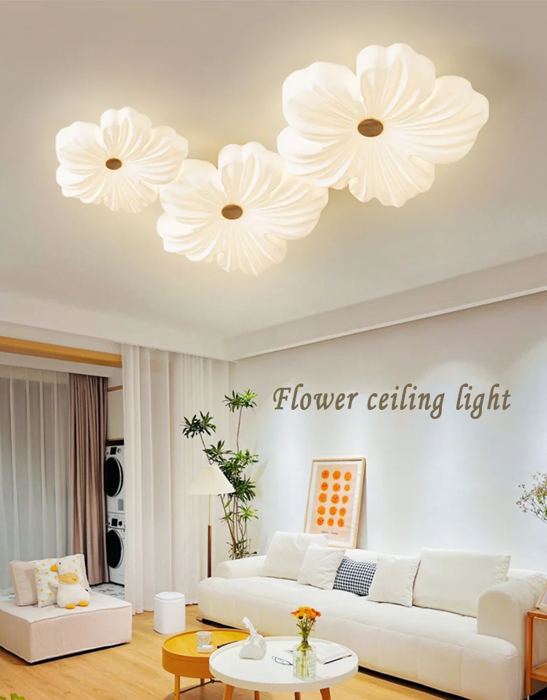 Luces de techo con forma de flor nórdica para cocina, Isla, sala de estar, dormitorio, lámparas de techo LED, lámpara de iluminación de decoración interior