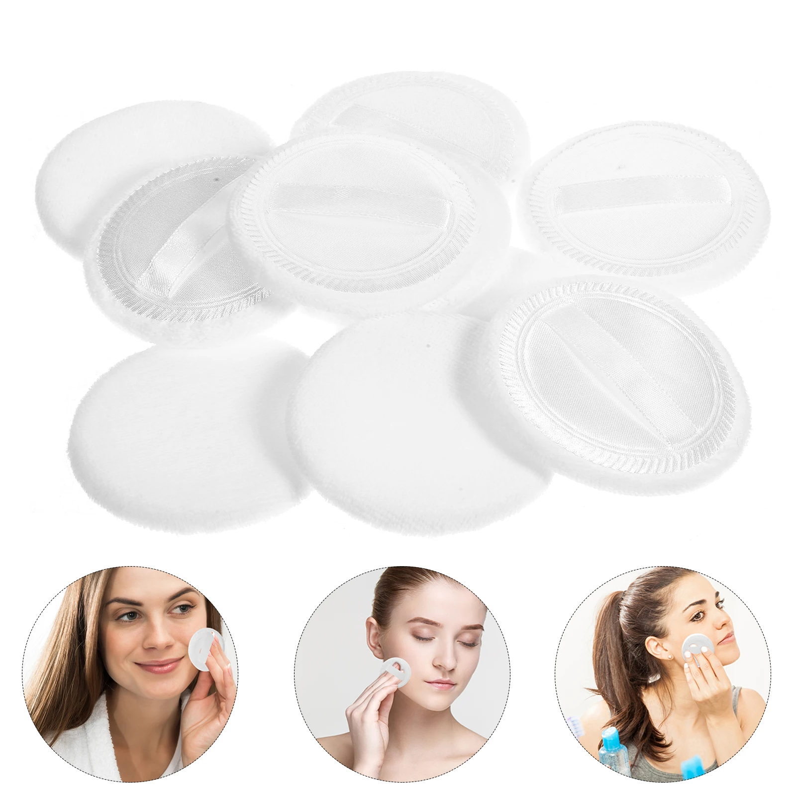 10 stks Katoen Poederdons Losse Gezicht Makeup Tools Foundation Spons Schoonheid Cosmetica Pads Wit 60x7mm OPP Zak