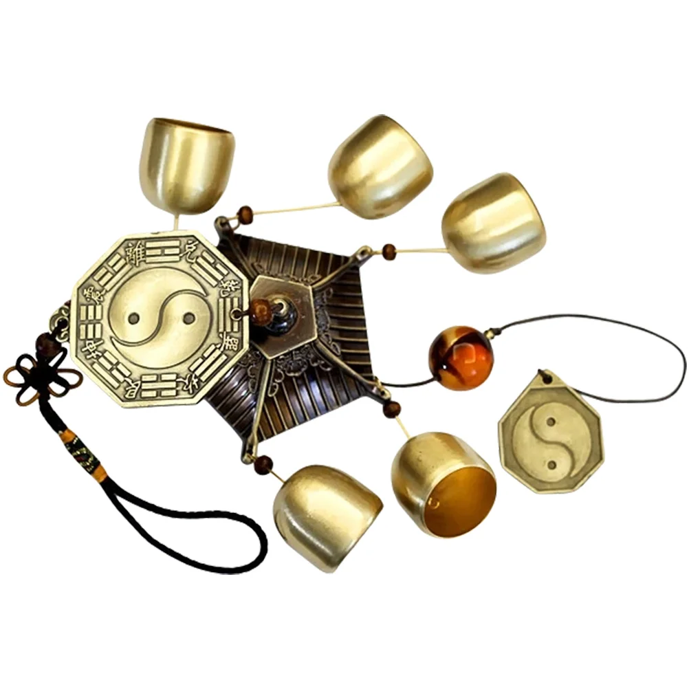 

NULYLU Copper Wind Chimes 5 Bell Hanging Outdoor Decoration Style Feng Shui Blessing Chime for Office