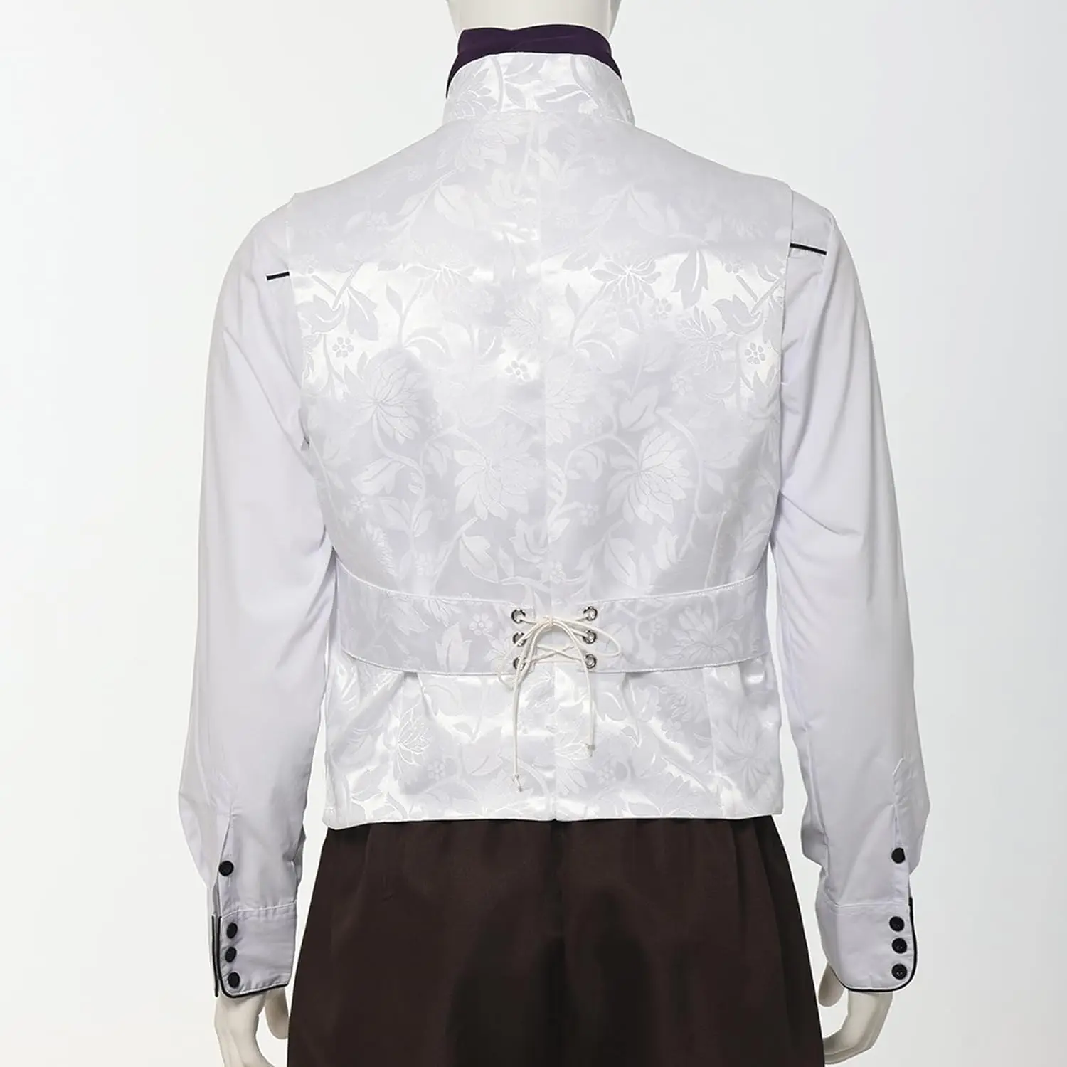 Chaleco de traje victoriano para hombre Chalecos medievales Steampunk Chaleco de satén Paisley con corbata Ascot