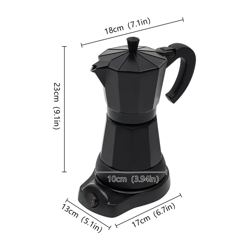 AF93-Electric Espresso Machine For 6 Cups-300 Ml Electric Coffee Machine ,Aluminium Espresso Maker Mocha Espresso Jug Eu Plug