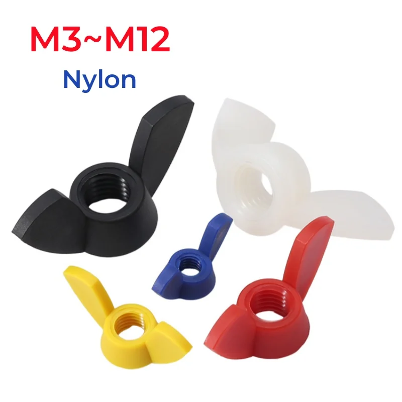 M3 M4 M5 M6 M8 M10 M12 Colourful Nylon Wing Nut Butterfly Nut Ngot Plastic Insulation Thumb Nuts
