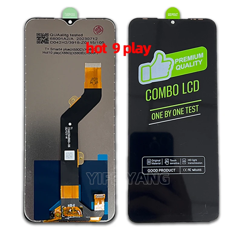 Original LCD Display Touch Screen Digitizer Assembly, Infinix Hot 9 Play 10 Lite 10I 11 Spark 6 8 Go, 100% Tested, 2PCs