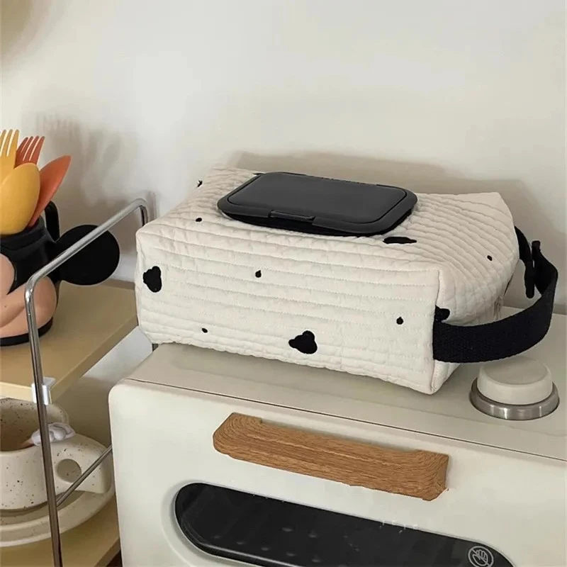 Car Tissue Box Hanging Cartoon Car Seat Back Tissue Hanging Bag Portable Baby Stroller Wet Tissue Storage Bag