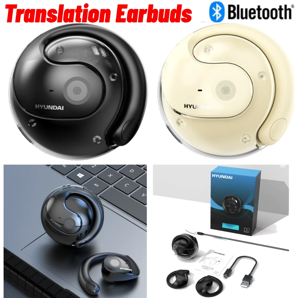 Translation Earbuds Real-time Translation Language Translation Device Voice Earphones BT 5.4 Wireless Translator Earbuds Travel