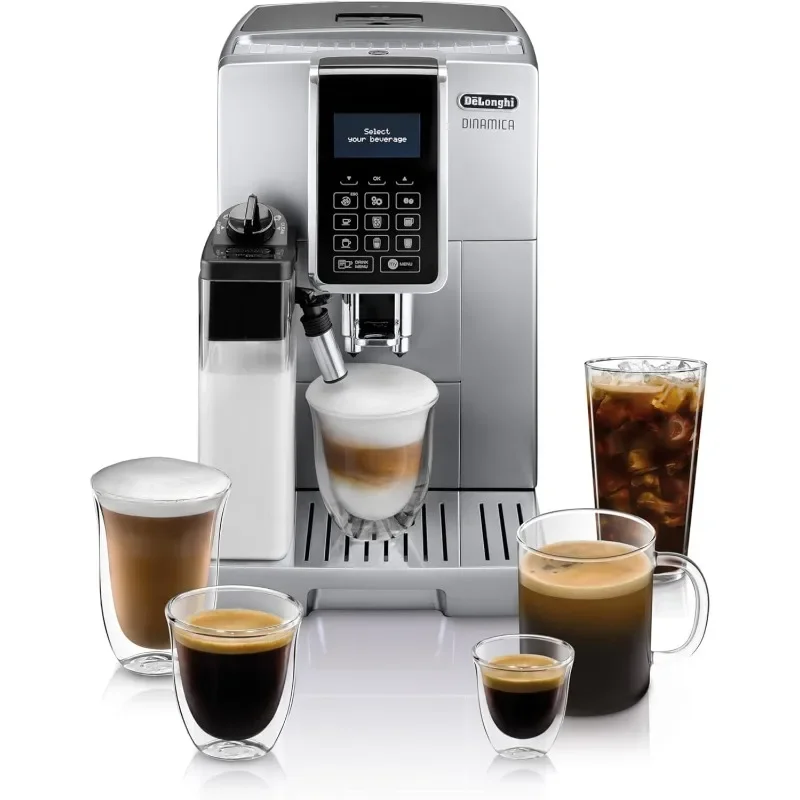 De'Longhi Dinamica LatteCrema Espresso Machine with Automatic Milk Frother for Latte, Cappuccino, Built-in Grinder, Silver