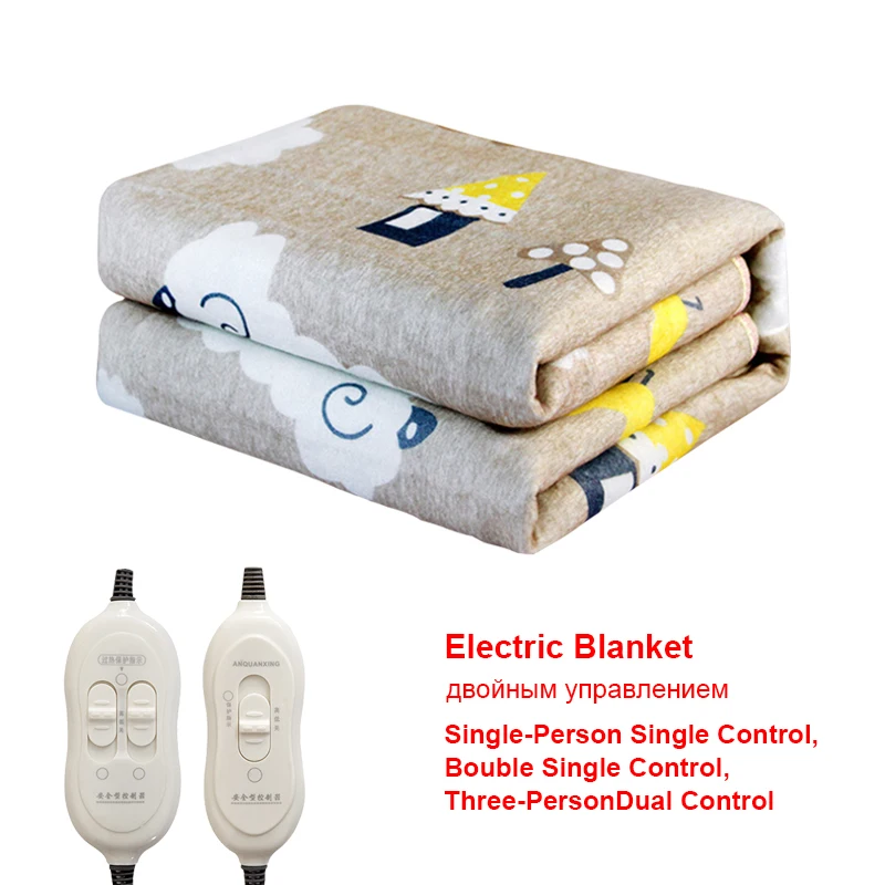 Warm Heated Blanket 220v Plush Electric Blanket Heater Double Body Dual Control Winter Product EU Plug