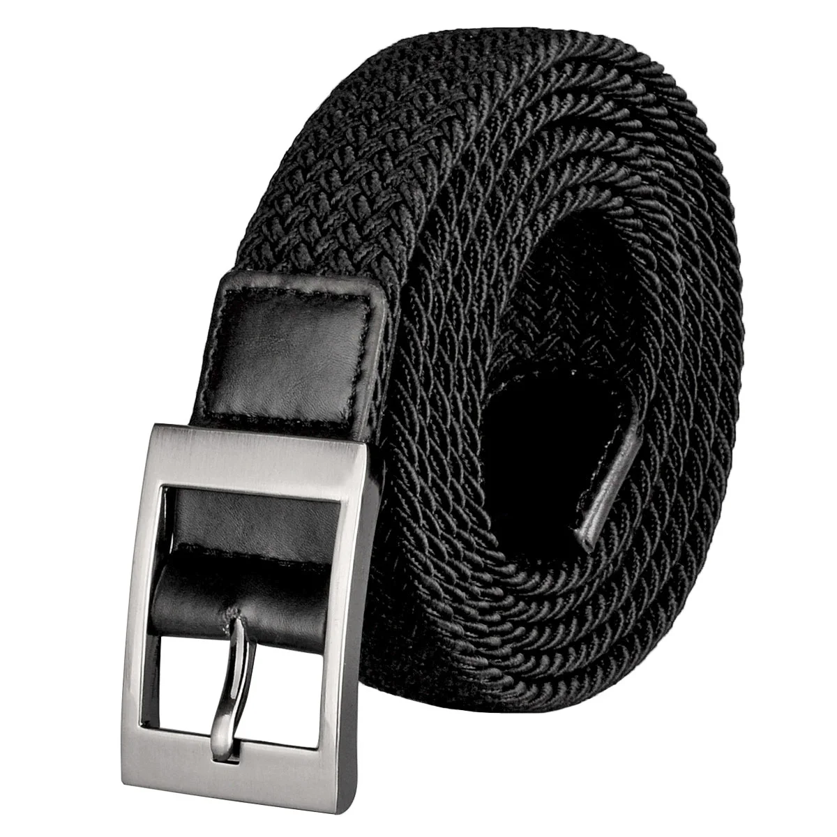 Drizzte Men Plus Size Belts 120cm to 180cm Black Elastic Stretch Braided 43-71inch Long Big and Tall