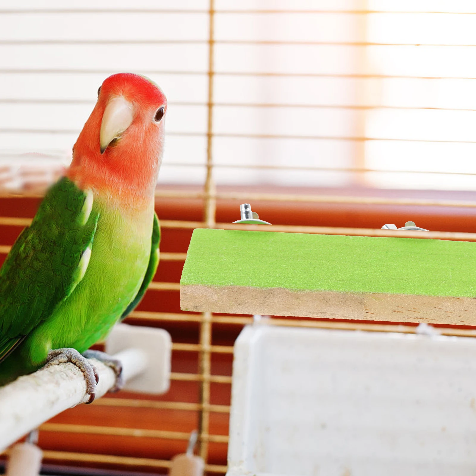 

2pcs Rectangular Durable Wooden Bird Platform Wear-Resistant Parrot Stand Decorative Bird Cage Accessories For Cockatiels