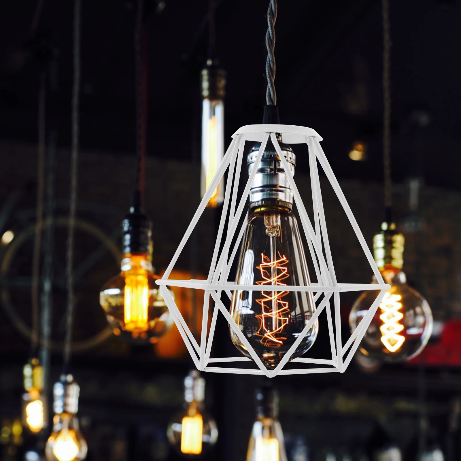 

Retro Metal Exquisite Metal Lamp Cover White Industrial Diamond Design Home Bar Restaurant Lighting DIY Gift
